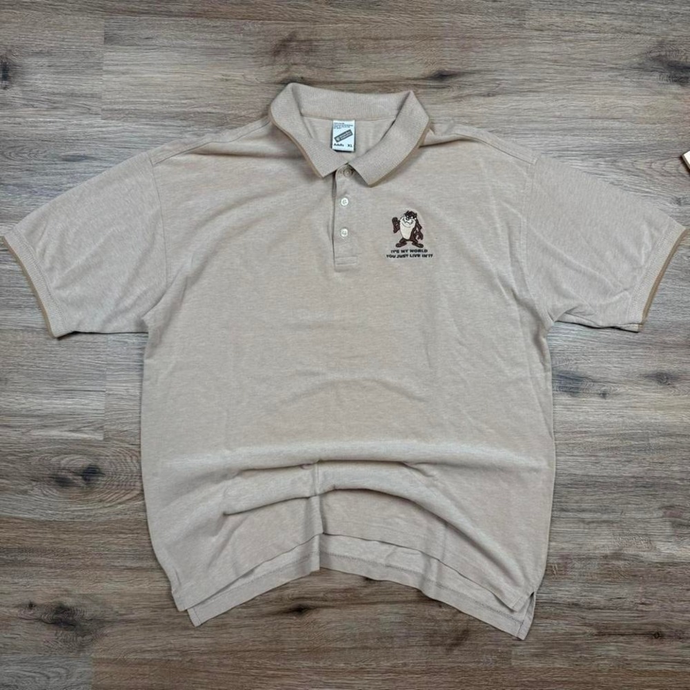 vintage 90s dated warner‎ bros tasmanian devil polo shirt
